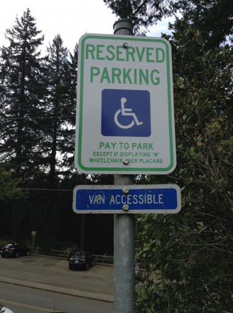 Pay to Park unless displaying "W" on wheelchair user placard Pay to Park unless displaying "W" on wheelchair user placard